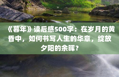 《暮年》读后感500字：在岁月的黄昏中，如何书写人生的华章，绽放夕阳的余晖？