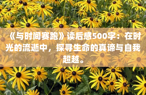 《与时间赛跑》读后感500字：在时光的流逝中，探寻生命的真谛与自我超越。