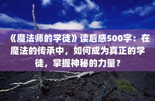 《魔法师的学徒》读后感500字：在魔法的传承中，如何成为真正的学徒，掌握神秘的力量？