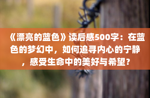 《漂亮的蓝色》读后感500字：在蓝色的梦幻中，如何追寻内心的宁静，感受生命中的美好与希望？