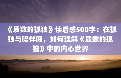 《质数的孤独》读后感500字：在孤独与陪伴间，如何理解《质数的孤独》中的内心世界