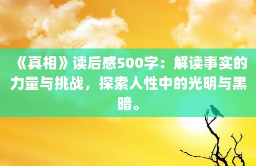 《真相》<a href=https://www.baixuetang.com target=_blank class=infotextkey>读后感</a>500字：解读事实的力量与挑战，探索人性中的光明与黑暗。