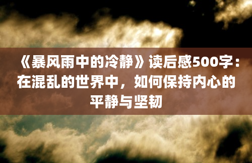 《暴风雨中的冷静》读后感500字：在混乱的世界中，如何保持内心的平静与坚韧