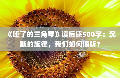 《哑了的三角琴》读后感500字：沉默的旋律，我们如何倾听？