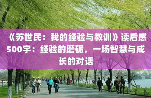 《苏世民：我的经验与教训》读后感500字：经验的磨砺，一场智慧与成长的对话