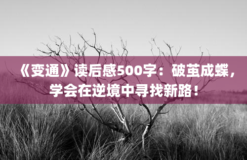 《变通》读后感500字：破茧成蝶，学会在逆境中寻找新路！