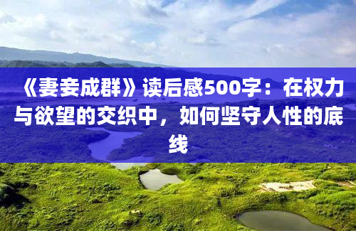 《妻妾成群》读后感500字：在权力与欲望的交织中，如何坚守人性的底线