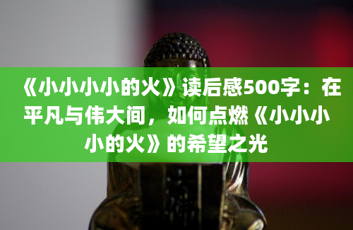 《小小小小的火》读后感500字：在平凡与伟大间，如何点燃《小小小小的火》的希望之光