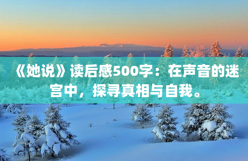 《她说》读后感500字：在声音的迷宫中，探寻真相与自我。