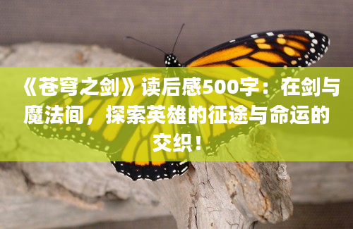 《苍穹之剑》<a href=https://www.baixuetang.com target=_blank class=infotextkey>读后感</a>500字：在剑与魔法间，探索英雄的征途与命运的交织！