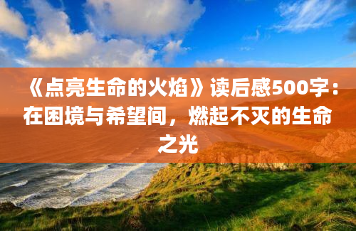 《点亮生命的火焰》读后感500字：在困境与希望间，燃起不灭的生命之光