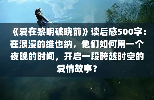 《爱在黎明破晓前》读后感500字：在浪漫的维也纳，他们如何用一个夜晚的时间，开启一段跨越时空的爱情故事？