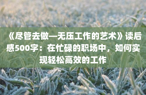 《尽管去做—无压工作的艺术》读后感500字：在忙碌的职场中，如何实现轻松高效的工作