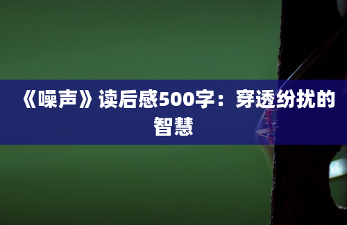 《噪声》读后感500字：穿透纷扰的智慧