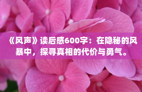 《风声》读后感600字：在隐秘的风暴中，探寻真相的代价与勇气。