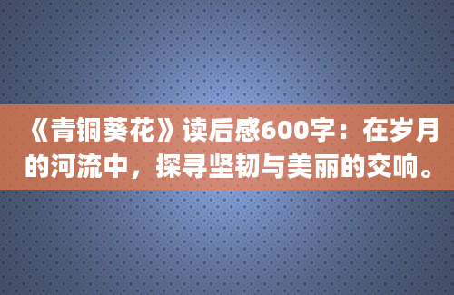 《青铜葵花》读后感600字：在岁月的河流中，探寻坚韧与美丽的交响。