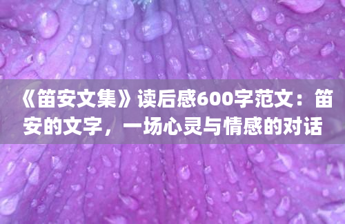 《笛安文集》读后感600字范文：笛安的文字，一场心灵与情感的对话