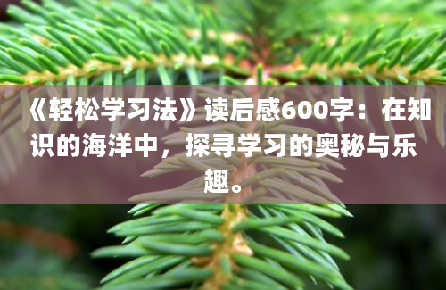 《轻松学习法》读后感600字：在知识的海洋中，探寻学习的奥秘与乐趣。