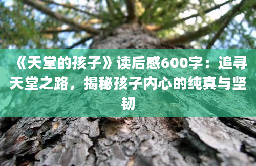 《天堂的孩子》读后感600字：追寻天堂之路，揭秘孩子内心的纯真与坚韧