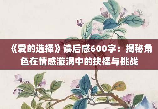 《爱的选择》读后感600字：揭秘角色在情感漩涡中的抉择与挑战