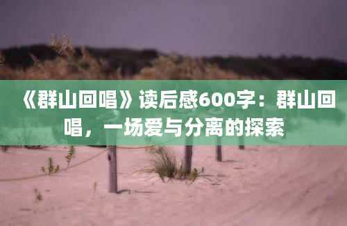 《群山回唱》读后感600字：群山回唱，一场爱与分离的探索