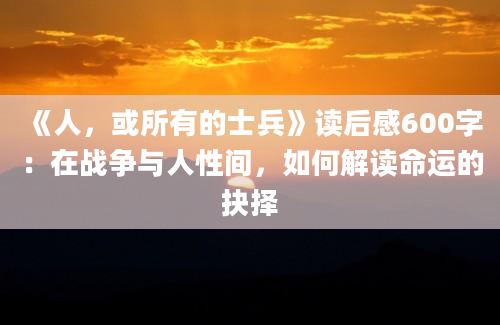 《人，或所有的士兵》读后感600字：在战争与人性间，如何解读命运的抉择