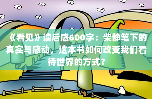 《看见》读后感600字：柴静笔下的真实与感动，这本书如何改变我们看待世界的方式？