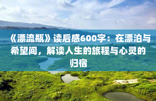 《漂流瓶》读后感600字：在漂泊与希望间，解读人生的旅程与心灵的归宿