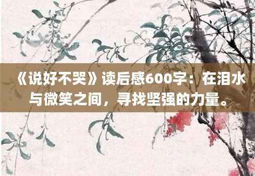 《说好不哭》读后感600字：在泪水与微笑之间，寻找坚强的力量。