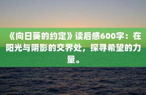 《向日葵的约定》读后感600字：在阳光与阴影的交界处，探寻希望的力量。