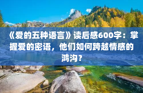 《爱的五种语言》读后感600字：掌握爱的密语，他们如何跨越情感的鸿沟？