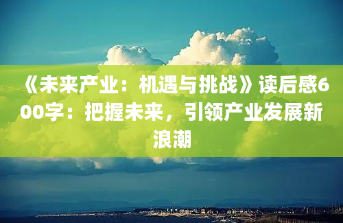 《未来产业：机遇与挑战》读后感600字：把握未来，引领产业发展新浪潮