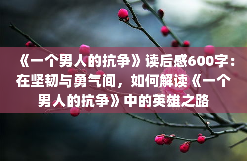 《一个男人的抗争》读后感600字：在坚韧与勇气间，如何解读《一个男人的抗争》中的英雄之路