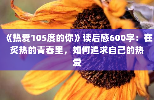 《热爱105度的你》读后感600字：在炙热的青春里，如何追求自己的热爱