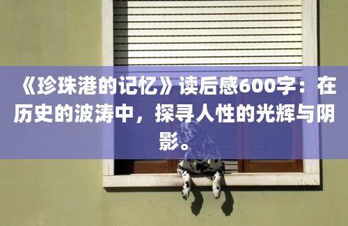 《珍珠港的记忆》读后感600字：在历史的波涛中，探寻人性的光辉与阴影。