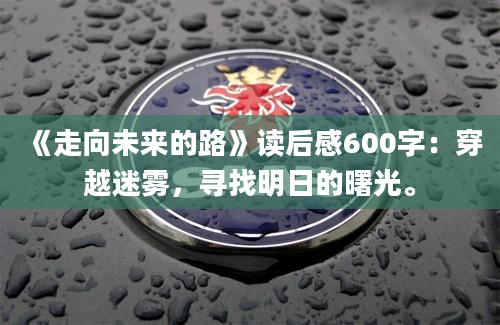 《走向未来的路》读后感600字：穿越迷雾，寻找明日的曙光。