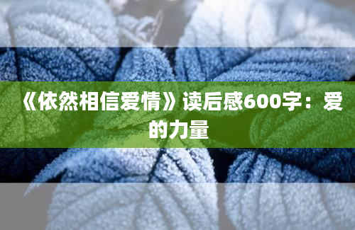 《依然相信爱情》读后感600字：爱的力量