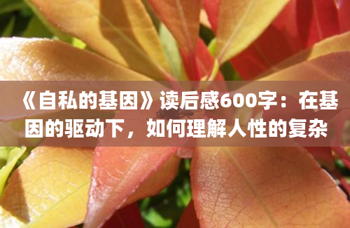 《自私的基因》<a href=https://www.baixuetang.com target=_blank class=infotextkey>读后感</a>600字：在基因的驱动下，如何理解人性的复杂