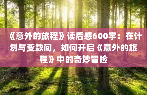 《意外的旅程》<a href=https://www.baixuetang.com target=_blank class=infotextkey>读后感</a>600字：在计划与变数间，如何开启《意外的旅程》中的奇妙冒险