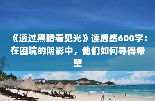 《透过黑暗看见光》读后感600字：在困境的阴影中，他们如何寻得希望