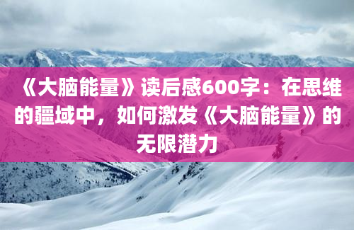 《大脑能量》读后感600字：在思维的疆域中，如何激发《大脑能量》的无限潜力