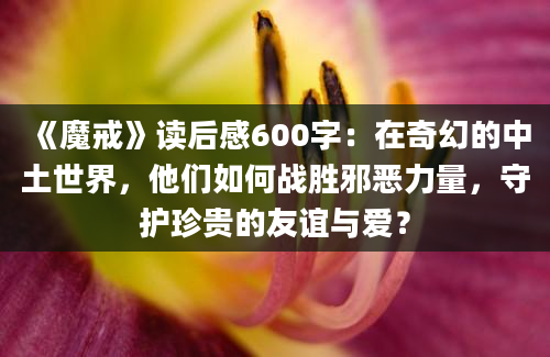 《魔戒》读后感600字：在奇幻的中土世界，他们如何战胜邪恶力量，守护珍贵的友谊与爱？