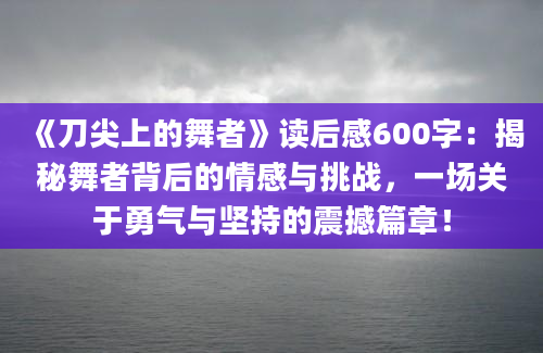 《刀尖上的舞者》读后感600字：揭秘舞者背后的情感与挑战，一场关于勇气与坚持的震撼篇章！