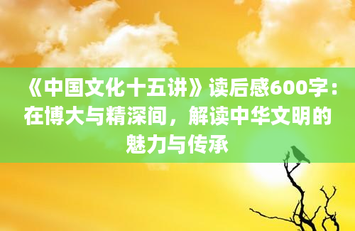 《中国文化十五讲》读后感600字：在博大与精深间，解读中华文明的魅力与传承