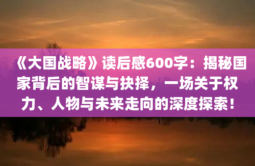 《大国战略》读后感600字：揭秘国家背后的智谋与抉择，一场关于权力、人物与未来走向的深度探索！