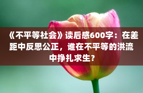 《不平等社会》读后感600字：在差距中反思公正，谁在不平等的洪流中挣扎求生？