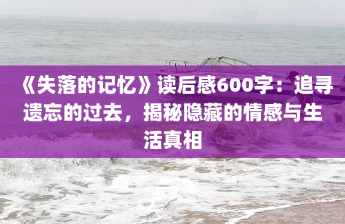 《失落的记忆》读后感600字：追寻遗忘的过去，揭秘隐藏的情感与生活真相