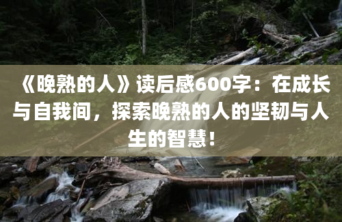 《晚熟的人》读后感600字：在成长与自我间，探索晚熟的人的坚韧与人生的智慧！