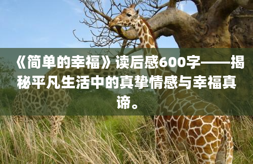 《简单的幸福》读后感600字——揭秘平凡生活中的真挚情感与幸福真谛。