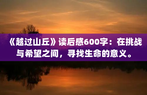 《越过山丘》读后感600字：在挑战与希望之间，寻找生命的意义。